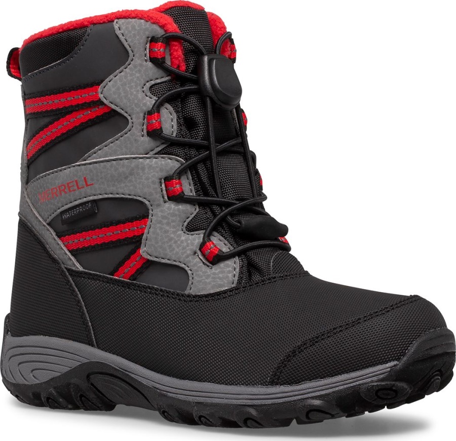 Botas De Nieve Merrell Outback Para Niños Grandes Negro-gris-rojo