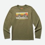 Merrell Camiseta De Manga Larga De Las Montañas De Merrell Para Hombre Polvoriento Oliva Brezo