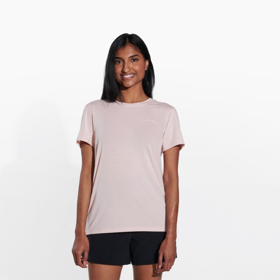 Merrell Mujer Tencel&trade; Camiseta De Manga Corta Rosa Humo - Imagen 1